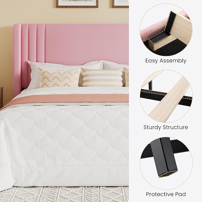 SHA CERLIN Queen Size Velvet Upholstered Platform Bed Frame - Image 7