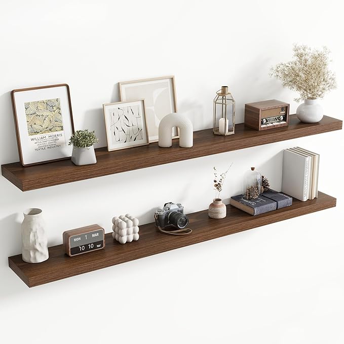 72 Inch Floating Shelves for Wall, 8 Inch Deep Floating Shelf for Storage & by Axeman