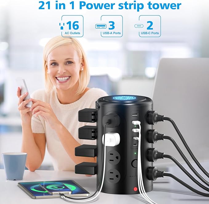 Power Strip Tower Surge Protector - Image 2