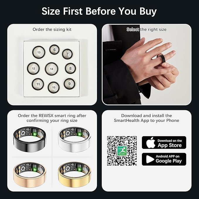 Smart Health Ring for Women Men, Fitness Tracker Ringwith Heart Rate, Blood - Image 8