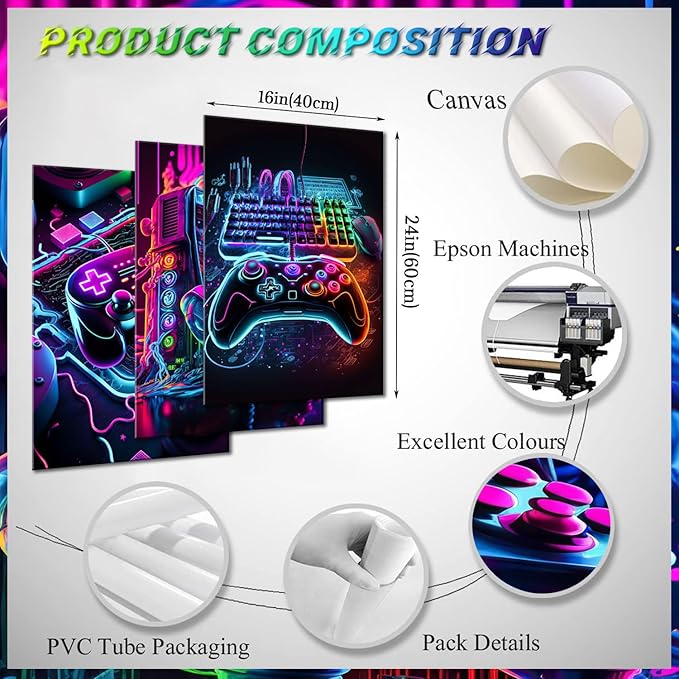 Game Room Decor Posters Set of 3 - Image 3