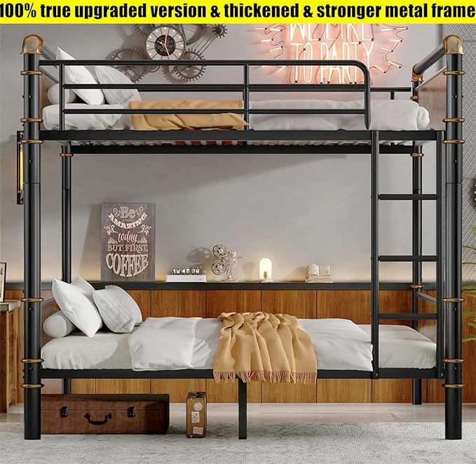 SIGONE Stronger & Safer Heavy Duty Twin XL Over Twin XL Size Bunk Bed - Image 3