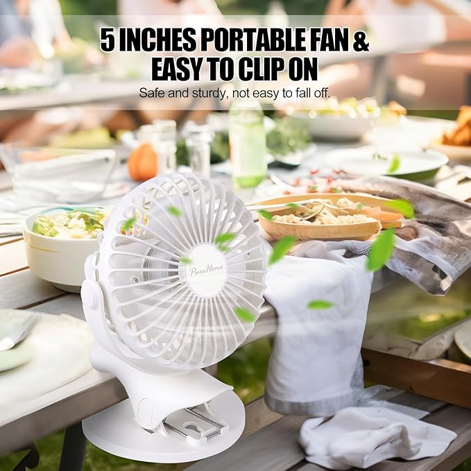 Portable Clip Fan Battery Operated, 3 Speeds USB Rechargeable Mini Table Fan - Image 6