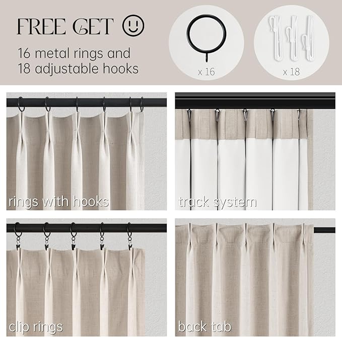 Topfinel 90 Inches Long Full Blackout Linen Curtains - Image 3