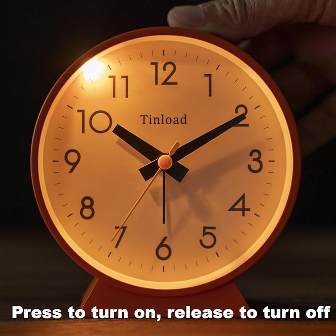 4.5" Battery Operated Antique Retro Analog Alarm Clock, Small Silent Bedside - Image 6