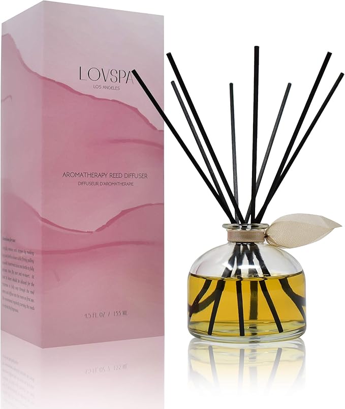 LOVSPA Reed Diffuser Set, Sandalwood & Amber Scented Oil Diffuser by LOVSPA