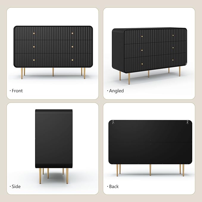 HLR Fluted 6 Drawers Dresser, Dresser TV Stand - Image 5