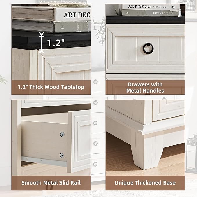 Farmhouse 5 Drawer Dresser for Bedroom, Rustic Wood Dresser - Image 5
