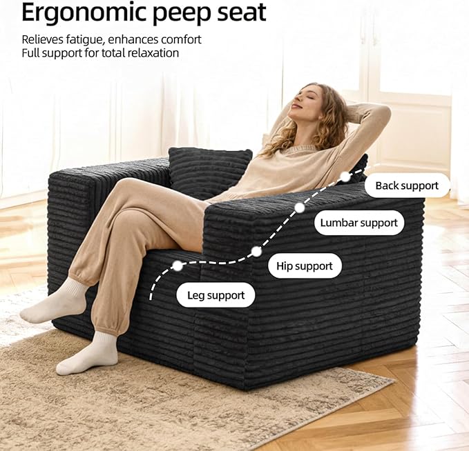 Single Cloud Sofa, Giant Bean Bag Chair - Image 6