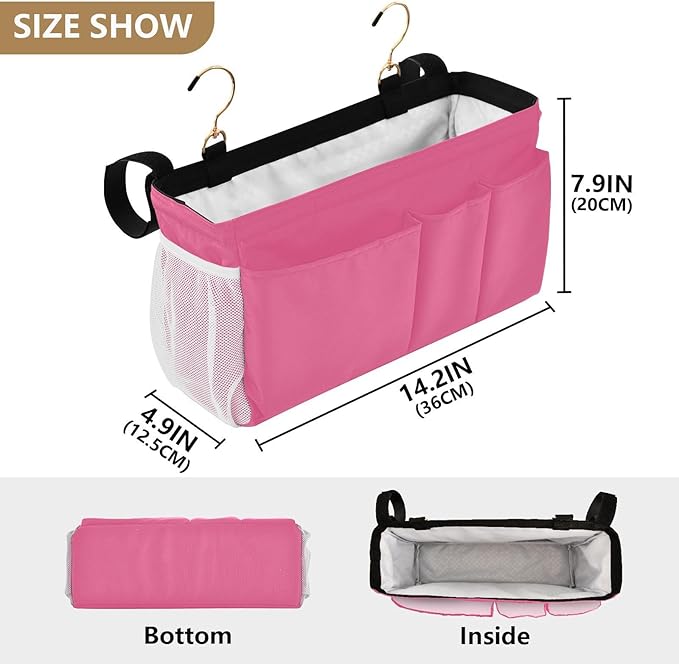 KOPIRIT Neon Rose Red Bedside Caddy Storage Bag Bedside Organizer - Image 4