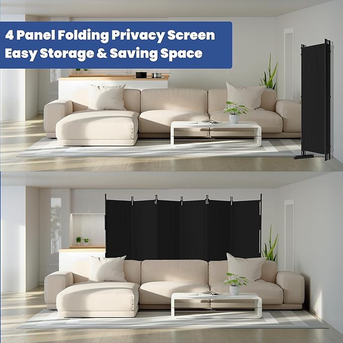 Room Divider, 6 Panel Upgraded Folding Privacy Screen, 132” Highly Secretive - Image 5