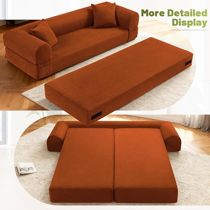 Convertible Sleeper Sofa Bed, Corduroy Pull Out Couch - Image 6