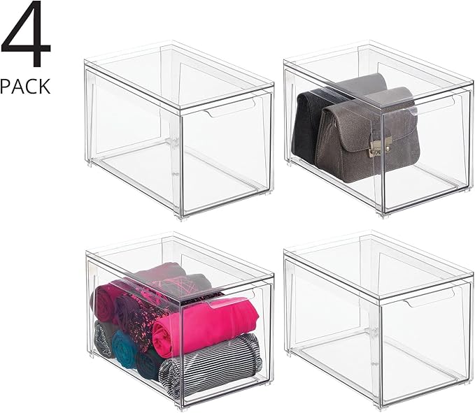 mDesign Plastic Stackable Closet Storage Organizer Bins - Image 2