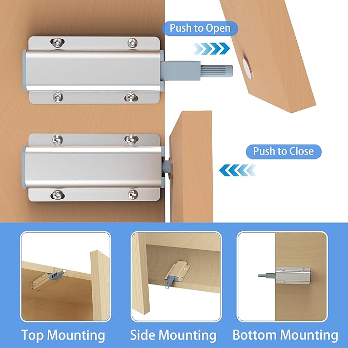 3 Pack Push to Open Cabinet Hardware, Touch Latches - Image 2
