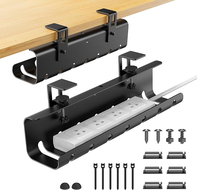 Under Desk Cable Management Tray No-Drill 2 Pack 16.9‘’ Wire Cord Organizers by Unknown