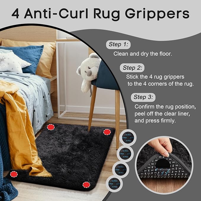 Ophanie Small Black Entryway Throw Rugs - Image 2