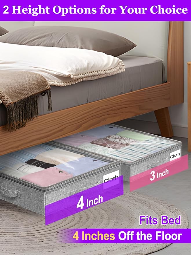 Under Bed Storage, Below 4 Inches High Underbed Storage Containers Low Profile - Image 2