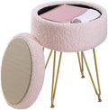 ABHENG Storage Ottoman Round Footrest Stool, Vanity Stool Chair Faux Teddy Fur by Liveinacomfortablehome