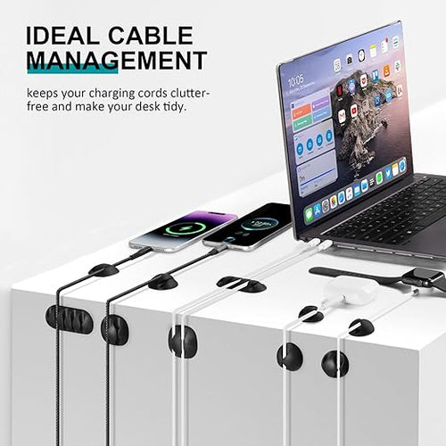 16Pack Black Desk Cable Management, Adjustable Cord Organizer Cable Clips - Image 2