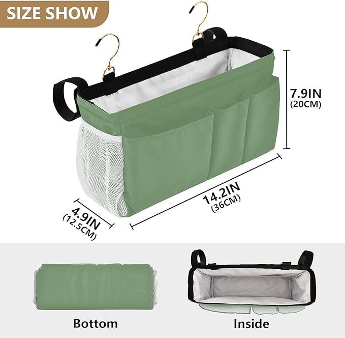 KOPIRIT Blue Gray Bedside Caddy Storage Bag Bedside Organizer - Image 4