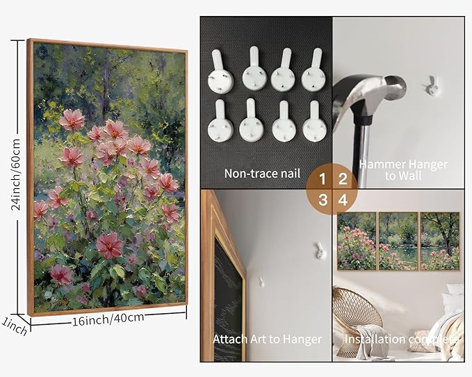 Yeehomedec Monet Anthropologie Framed Canvas Wall Art Set, Impressionist Floral - Image 8