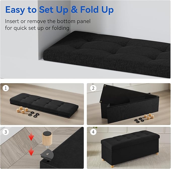 BRIAN & DANY 43 Inches Folding Storage Ottoman Bench, Ottoman - Image 5
