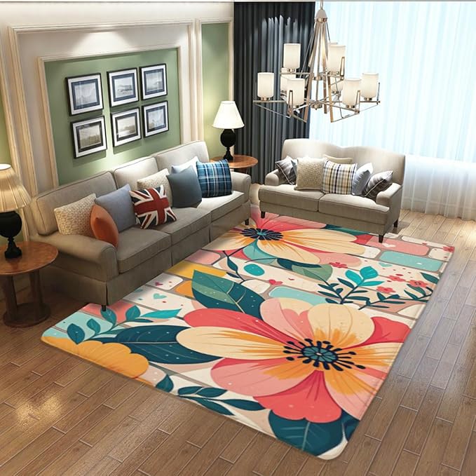 Machine Washable 5' x 8' Bohemian-Style Area Rug, Suitable - Image 5
