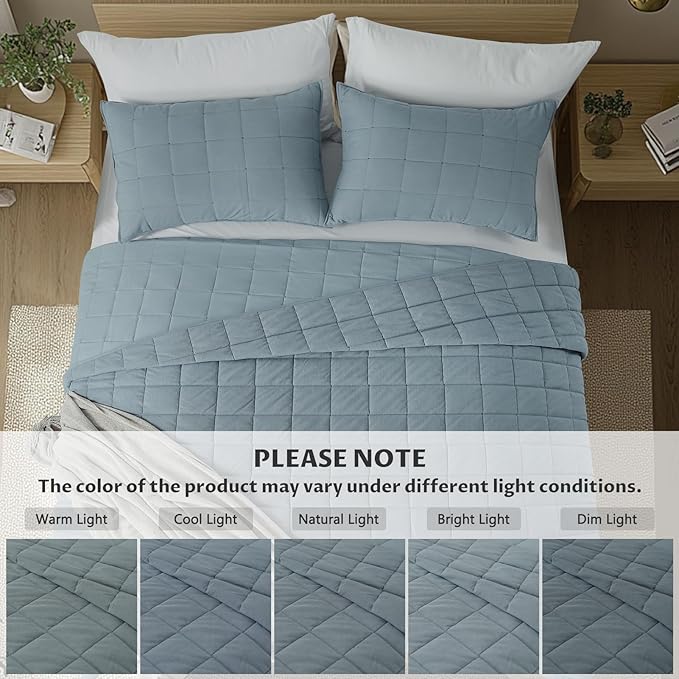 KASENTEX Twin Quilt Set 68"x86" – Soft Washed 3-Layer Lightweight Bedspread - Image 7