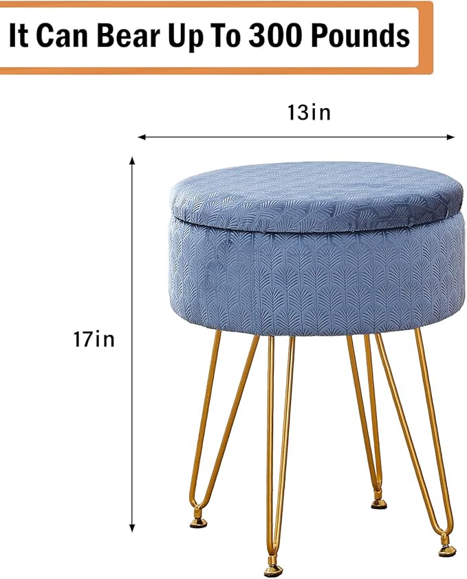 Cpintltr Foot Stool Velvet Storage Ottoman - Image 3