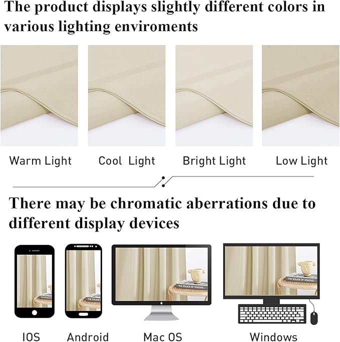 StangH Soft Beige Bedroom Velvet Curtains Farmhouse Home Decor Light Blocking - Image 8