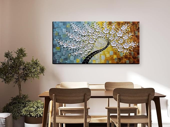 YaSheng Art -100% HandPainted Oil Painting On Canvas Texture White 3D Flower - Image 6