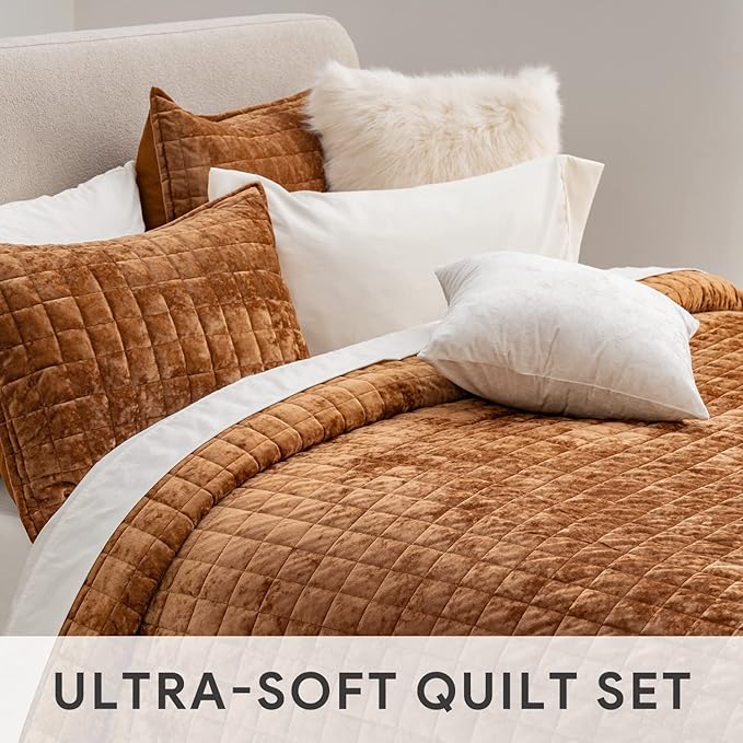 RECYCO Luxury Velvet Quilt Set Full Queen Size Bedding Sets, Ultra Soft Velvet - Image 5