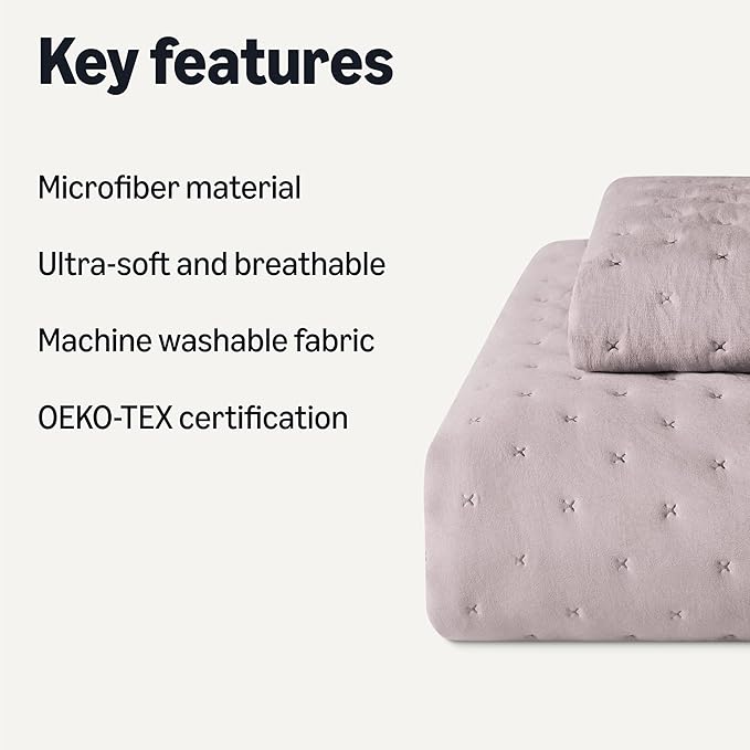 Amazon Basics Brushed Microfiber Quilt Set, Extra Soft - Image 2