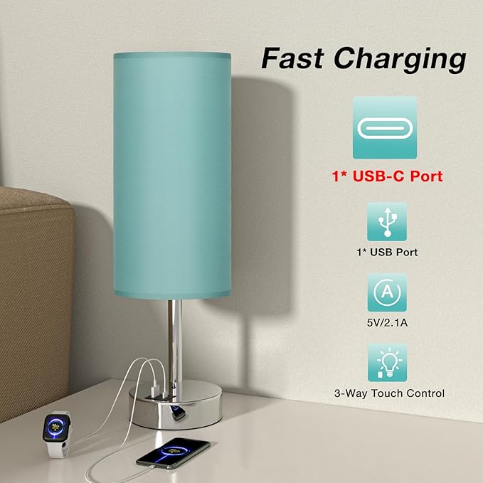 Teal Touch Bedside Lamps for Bedroom - Image 6