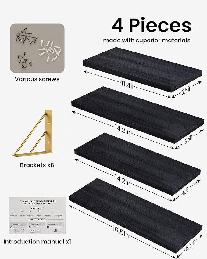 BAYKA Floating Shelves for Bedroom Decor, Wall Shelves for Storage, Wall - Image 4