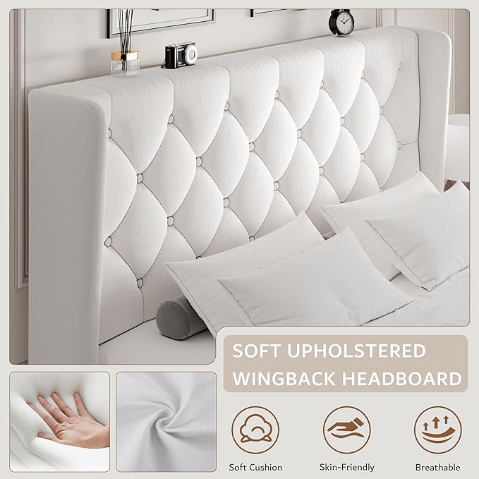iPormis Full Size Velvet Platform Bed Frame - Image 3