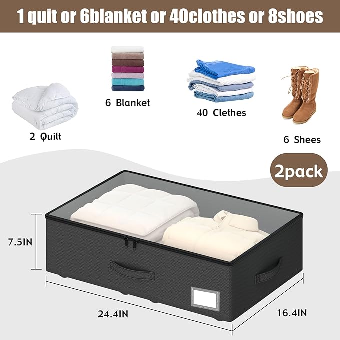 Underbed Storage Bins with Wheels, No Assembly Required - Image 3