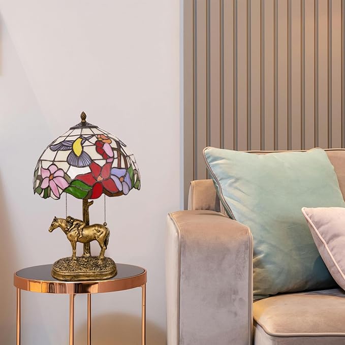 2 Lights Tiffany Table Lamp Stained Glass Table Lamp Victorian Bedside Lamp - Image 9