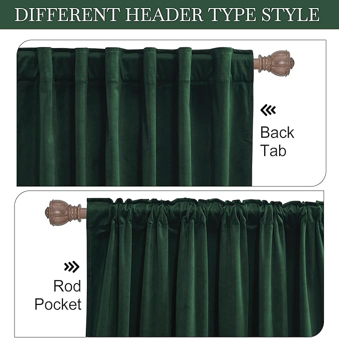 RYB HOME Living Room Curtains, Vintage Velvet Drapes Soft Durable Texture Room - Image 3