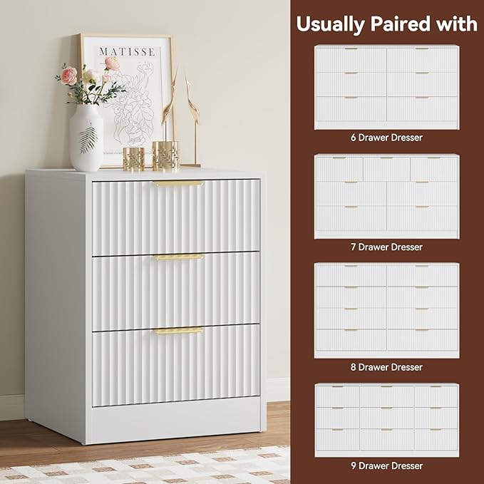55" Long Dresser and Nightstand Set 3-Piece, 6 Drawer Dressers & Night Stand - Image 7