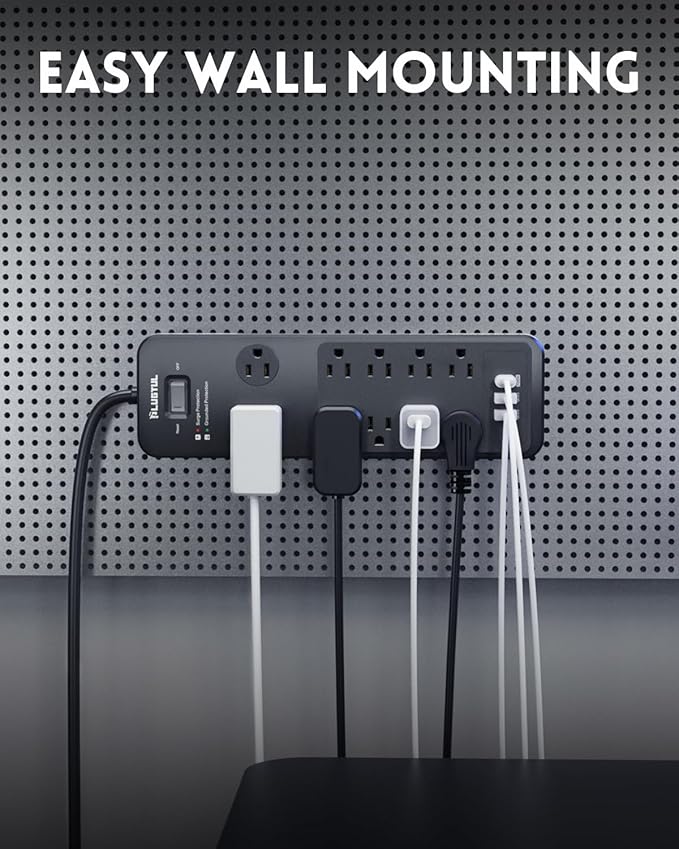 Surge Protector Power Strip 10FT, PLUGTUL Surge Protector - Image 7