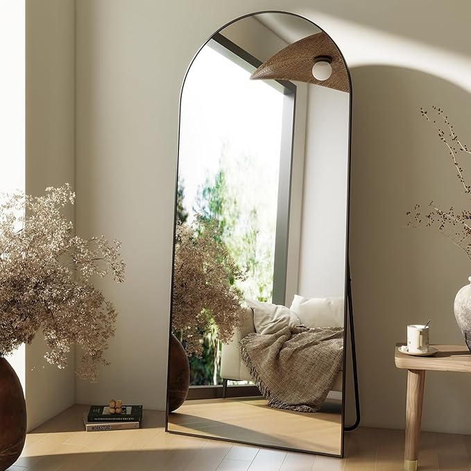 HARRITPURE 64"x21" Arched Full Length Mirror Free Standing Leaning Wall-Mounted - Image 3