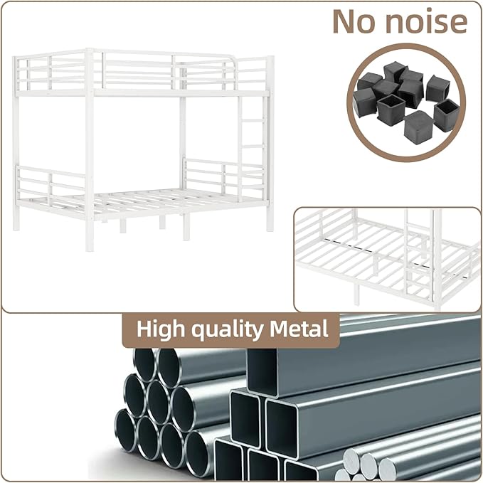 Full Over Full Bunk Bed Frame, Heavy Duty Metal Loft Bed - Image 6