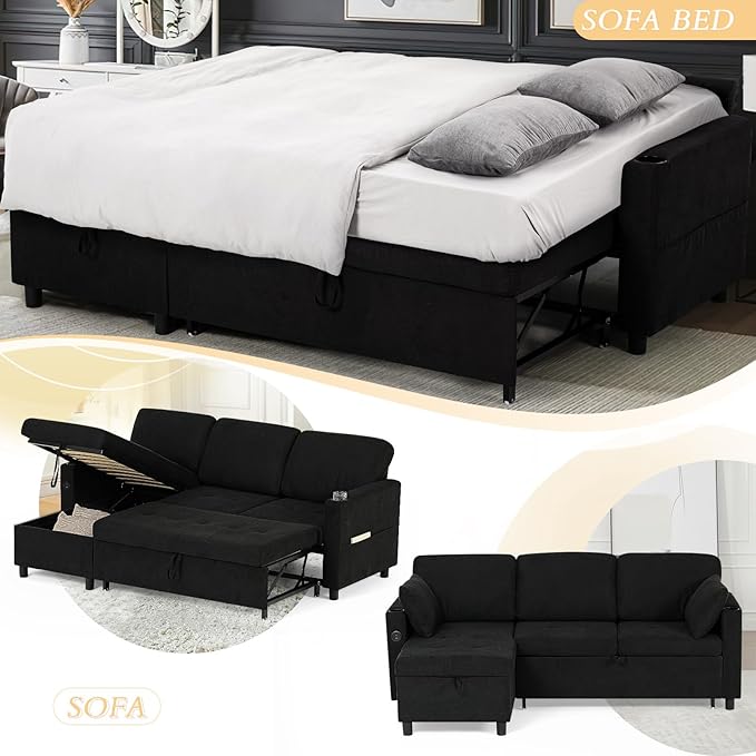 84" Sectional Pull Out Sofa Bed - Image 6