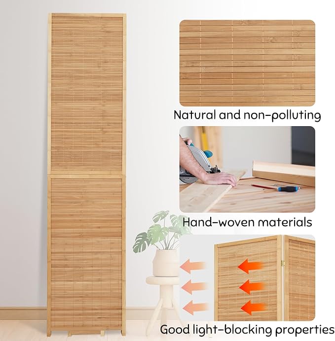 Bamboo Room Divider Folding Privacy Screens, Wall Divider - Image 3