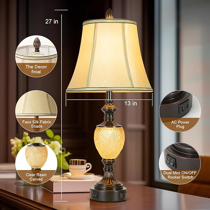 27'' High Vintage Table Lamp Set of 2 - Image 3