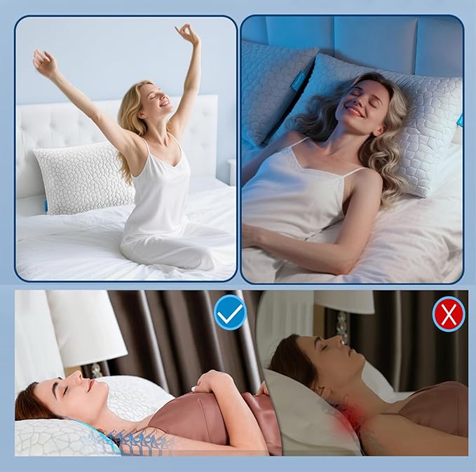 Cooling Bed Pillows Queen Size Set of 2, Shredded Memory Foam Pillows - Image 8