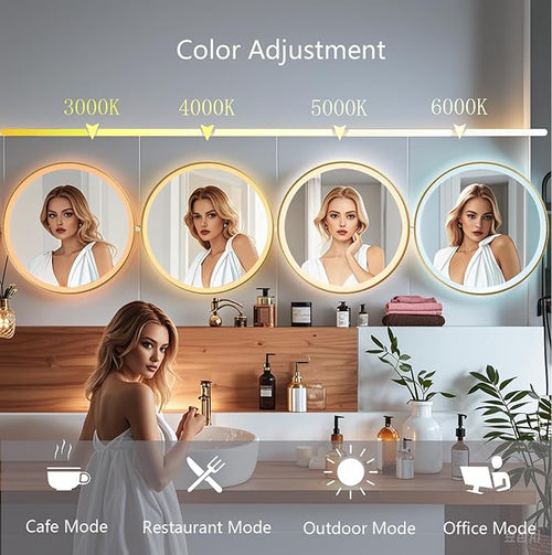 28 Inch Wall-Mounted Round Bathroom Mirror - Image 2