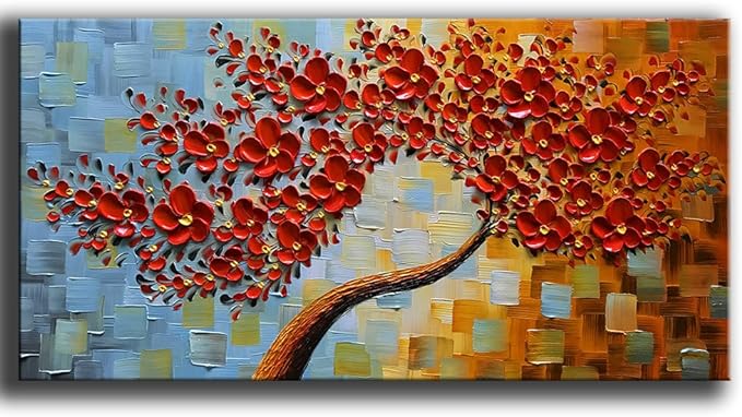 YaSheng Art - large size Red Flower Canvas Wall Art handpainted Contemporary by YaSheng+Art