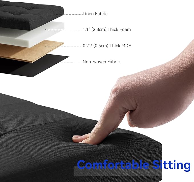 BRIAN & DANY 43 Inches Folding Storage Ottoman Bench, Ottoman - Image 4